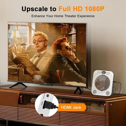 Mini CD DVD Player for TV - Portable Bluetooth CD DVD Player with HDMI & AV Cables, Built-in Speakers, USB/AUX Playback, 1080P Upscaling, Wall-Mountable Compact Desktop Player for Home in Saudi Arabia