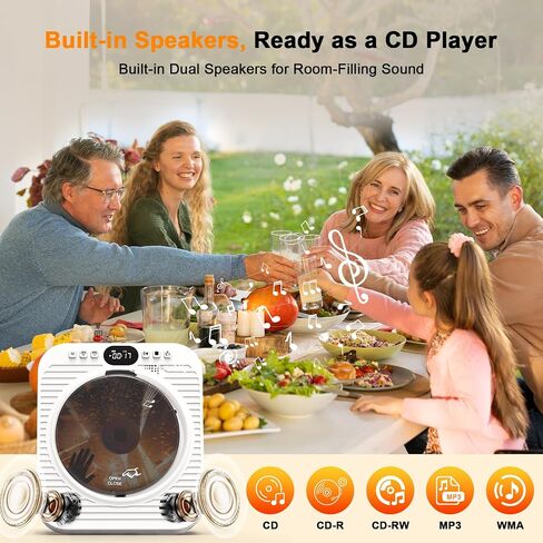 Mini CD DVD Player for TV - Portable Bluetooth CD DVD Player with HDMI & AV Cables, Built-in Speakers, USB/AUX Playback, 1080P Upscaling, Wall-Mountable Compact Desktop Player for Home in Saudi Arabia