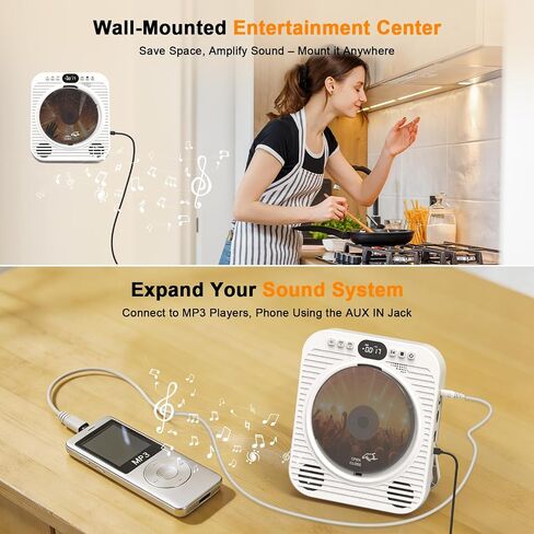 Mini CD DVD Player for TV - Portable Bluetooth CD DVD Player with HDMI & AV Cables, Built-in Speakers, USB/AUX Playback, 1080P Upscaling, Wall-Mountable Compact Desktop Player for Home in Saudi Arabia