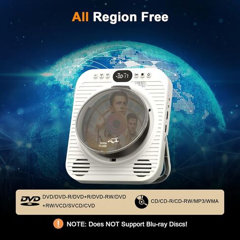 Mini CD DVD Player for TV - Portable Bluetooth CD DVD Player with HDMI & AV Cables, Built-in Speakers, USB/AUX Playback, 1080P Upscaling, Wall-Mountable Compact Desktop Player for Home in Saudi Arabia