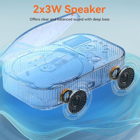 CD Player Portable,MONODEAL Dual Stereo Portable CD Player-Black | 4000mAh Rechargeable Player for Car/Home with Remote Control, Support USB/AUX,Headphone Jack in Kuwait