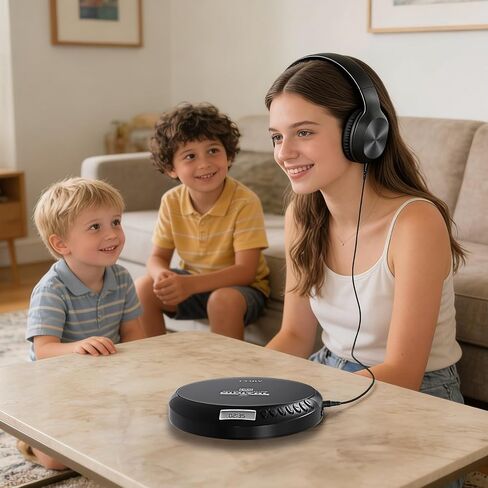 Coby Portable CD Player with Headphones, FM Radio, MP3 Playback, Black | 60-Second Anti-Skip for Home, Car & Travel, CD-R/CD-RW/MP3 Playback, 2 AA or USB Power, Simple Buttons, Foldable Headphones in Saudi Arabia