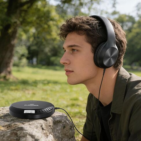 Coby Portable CD Player with Headphones, FM Radio, MP3 Playback, Black | 60-Second Anti-Skip for Home, Car & Travel, CD-R/CD-RW/MP3 Playback, 2 AA or USB Power, Simple Buttons, Foldable Headphones in Saudi Arabia
