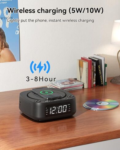 CD Player Portable,MONODEAL CD Players for Home,Desktop Portable CD Player with Bluetooth Speakers,Wireless Charging,Alarm Clock,SleepTimer,Supports CD/Bluetooth/FM Radio/USB Drive/AUX,Remote Control | with Bluetooth Speakers,Wireless Charging,Alarm Clock in Kuwait