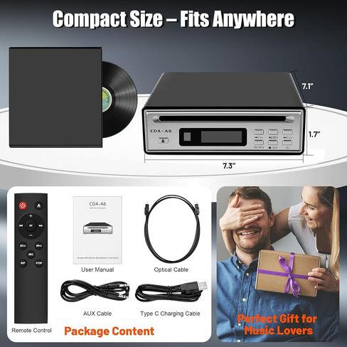 CD Ripper، نسخ الأقراص المضغوطة إلى محول USB، نسخ USB، تسجيل WAV بدون فقدان، مشغل أقراص مضغوطة بلوتوث للسيارة، مشغل أقراص مضغوطة Hi-Fi شخصي مضاد للتخطي للمنزل، كبار السن، مع مخرجات بصرية، AUX in Kuwait