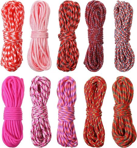 43.74 Yards Paracord Rope, 10 Colors 2mm Pink Paracord-Rope Thin Outdoor Paracord Cords for Bracelets Lanyard Keychain Shoelace Making Supplies in Saudi Arabia