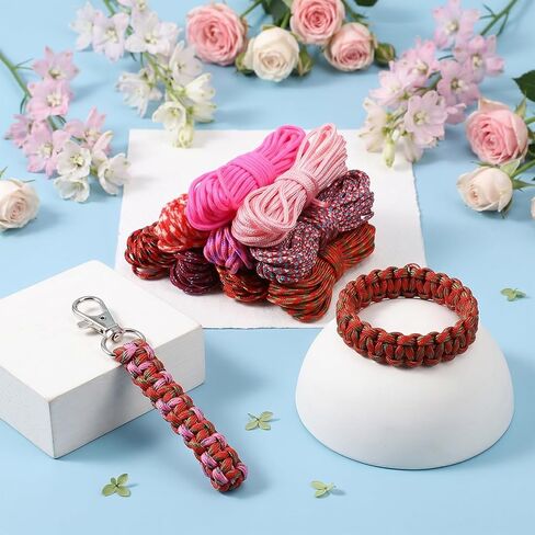 43.74 Yards Paracord Rope, 10 Colors 2mm Pink Paracord-Rope Thin Outdoor Paracord Cords for Bracelets Lanyard Keychain Shoelace Making Supplies in Saudi Arabia