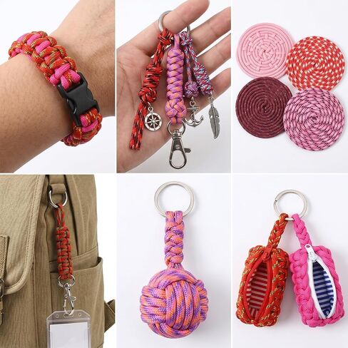 43.74 Yards Paracord Rope, 10 Colors 2mm Pink Paracord-Rope Thin Outdoor Paracord Cords for Bracelets Lanyard Keychain Shoelace Making Supplies in Saudi Arabia
