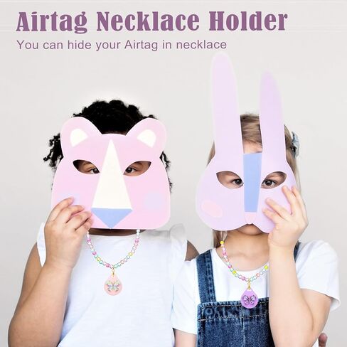 2 Pack Kids Necklace Holder for Airtag - Cute Pink Purple Butterfly Beaded Necklace Case Cover for Girls in Saudi Arabia