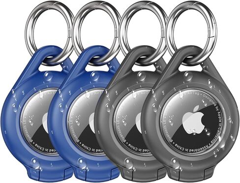 Waterproof AirTag Holder, 4 Pack AirTag Keychain Holder with Keyring, Black in Kuwait