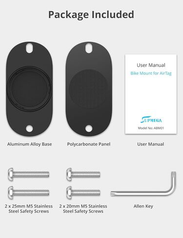 SUPMEGA Bike Mount Compatible with AirTag 1st and 2nd Gen | Aluminum Alloy Construction, Weather-Resistant Protection, Discreet Under-Bottle-Cage Placement, Secure Screw Mounting in Kuwait