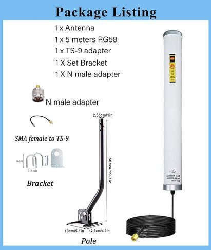 Signalplus Wide-Band WiFi 4G LTE & 5G GSM UMTS CDMA 10dBi 600-6000mhz Outdoor Omni Directional Cellular Antennas for Routers/Cell Phone Signal Booster Support All USA/Canada Carriers in Kuwait