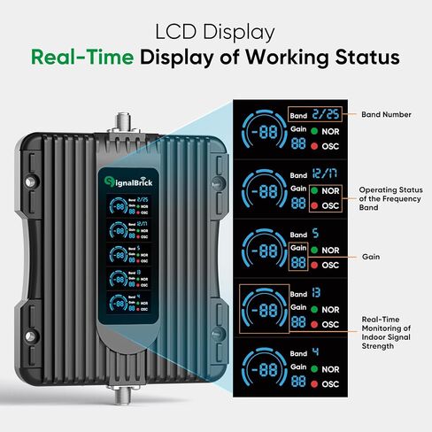 معزز الهاتف الخلوي للمنزل مع شاشة LCD، ومكبر صوت 5G LTE | يغطي الداعم ذو خمسة نطاقات 5000 قدم مربع، ويدعم النطاقات 2/4/5/12/13/17/25/66، ويعمل مع Verizon AT&T T-Mobile والمزيد in Kuwait