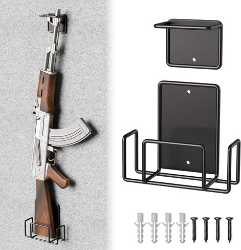 Shotgun Holder for Wall - Vinyl Coating Shotgun Rack Wall Mount, Heavy Duty Steel Vertical Gun Wall Mount, Vertical Gun Rack, Airsoft, Rifle Holder - 1 Pack in Saudi Arabia
