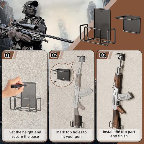 Shotgun Holder for Wall - Vinyl Coating Shotgun Rack Wall Mount, Heavy Duty Steel Vertical Gun Wall Mount, Vertical Gun Rack, Airsoft, Rifle Holder - 1 Pack in Saudi Arabia