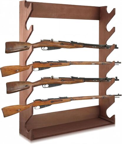 DoubleFill 5/7 Slot Wood Gun Rack for Wall | Rifle Rack Wall Mount, Indoor Long Gun Holder, Heavy Duty Rifle Rack Display Storage for Classic Rifles, Shotguns, or Airguns in Saudi Arabia