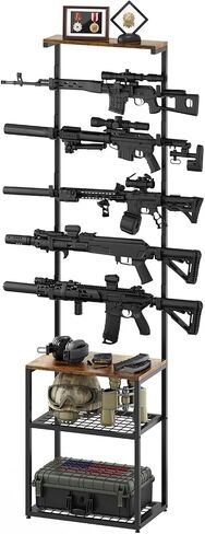 Poyilooo Indoor Gun Rack for Wall Mount Gun Display Stand, Holds up 5 Guns | Metal Floor Gun Stand Holds up 5 Guns Storage Airgun Rifle Holder Hunting Gun Shelf (Black, Medium-17.3" L) in Saudi Arabia
