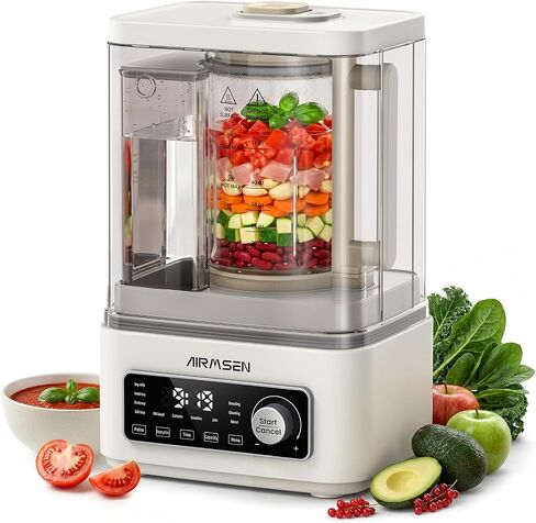 AIRMSEN 11-in-1 Steam Heating Glass Blender for Kitchen, 1200W Professional Countertop Blender with 68oz Removable Water Tank for Smoothies, Milkshakes, Juices, Soups and Sauces, Easy to Clean, White in Saudi Arabia
