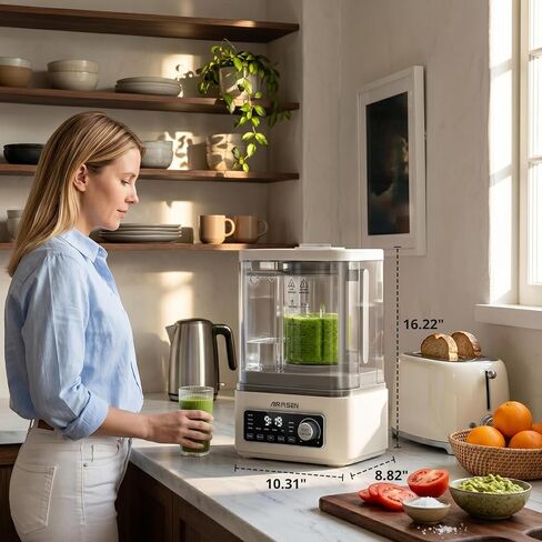 AIRMSEN 11-in-1 Steam Heating Glass Blender for Kitchen, 1200W Professional Countertop Blender with 68oz Removable Water Tank for Smoothies, Milkshakes, Juices, Soups and Sauces, Easy to Clean, White in Saudi Arabia