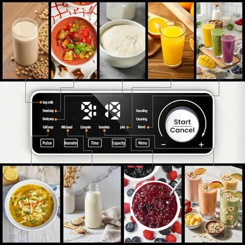 AIRMSEN 11-in-1 Steam Heating Glass Blender for Kitchen, 1200W Professional Countertop Blender with 68oz Removable Water Tank for Smoothies, Milkshakes, Juices, Soups and Sauces, Easy to Clean, White in Saudi Arabia