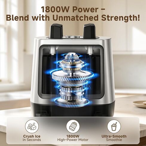 AMZCHEF 1800W Smoothies Blender, Ice-Crushing Countertop Blenders | Self-Cleaning, 6 Titanium-Coated Blades, 68 oz BPA-Free Tritan Jar, 5 Presets, Ice, Soups and Sauces, Family-Size in Saudi Arabia