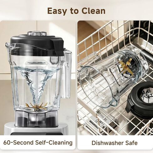AMZCHEF 1800W Smoothies Blender, Ice-Crushing Countertop Blenders | Self-Cleaning, 6 Titanium-Coated Blades, 68 oz BPA-Free Tritan Jar, 5 Presets, Ice, Soups and Sauces, Family-Size in Saudi Arabia