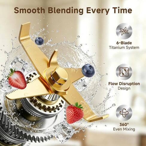 AMZCHEF 1800W Smoothies Blender, Ice-Crushing Countertop Blenders | Self-Cleaning, 6 Titanium-Coated Blades, 68 oz BPA-Free Tritan Jar, 5 Presets, Ice, Soups and Sauces, Family-Size in Saudi Arabia