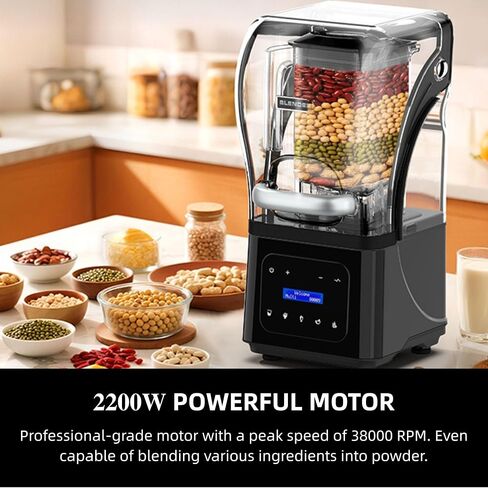 AIZIYO Commercial Blender With Heavy Duty Quiet Shield, 2200 Watts High Speed Motor, 60 Oz BPA-Free Pitcher, 5 Preset Function Countertop Blender for Ice Crush, Smoothies, Shakes, Spreads in Saudi Arabia