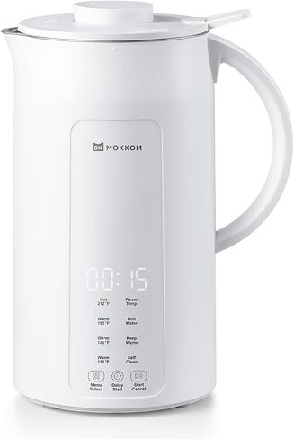 MOKKOM Nut Milk Maker, 42oz Automatic Almond Milk Machine for Homemade Plant-Based Milk, Oats, Soy, Dairy Free Beverages, Soy Milk Maker with Delay Start/Keep Warm/Self-Cleaning/Boiling, White in Saudi Arabia