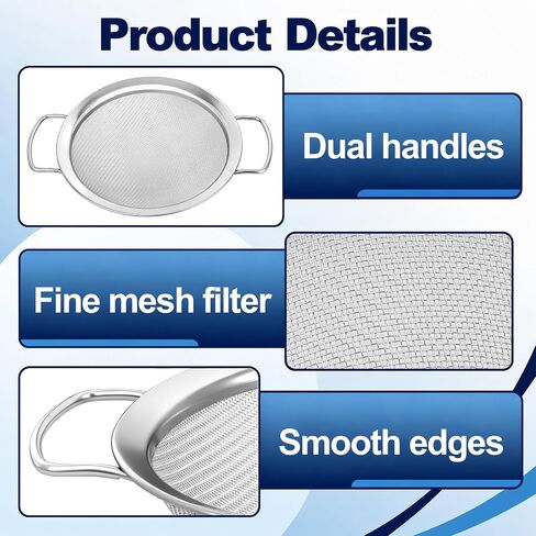 2Pcs Juicer Strainer for Nama J2 Cold Press Juicer, 304 Stainless Steel Secondary Fine Mesh Strainer with Handle for Most Containers, Easy to Clean in Saudi Arabia