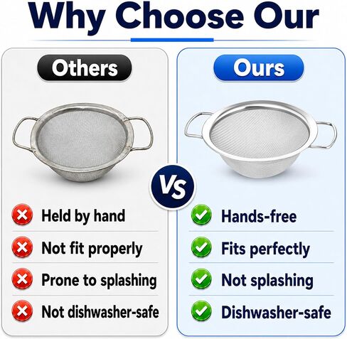 2Pcs Juicer Strainer for Nama J2 Cold Press Juicer, 304 Stainless Steel Secondary Fine Mesh Strainer with Handle for Most Containers, Easy to Clean in Saudi Arabia
