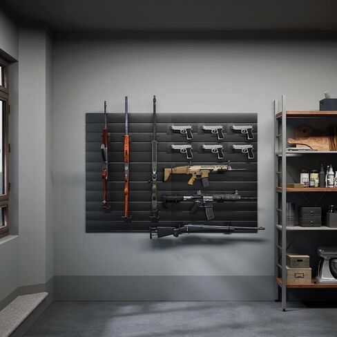 AQQHSAIN Gun Wall Mount Display Heavy Duty Adjustable Indoor Gun Rack Wall Rack Storage System Suitable for Rifles Storage Modular Firearms Gun Wall Gear Organizer for Helmet Vest Belt Police Gear in Saudi Arabia