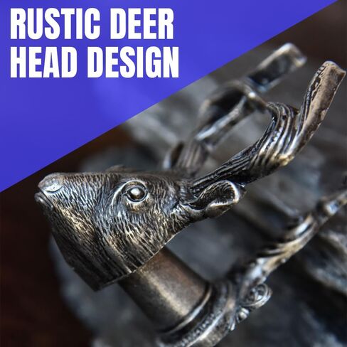 SZCO Deer Head Sword Hanger Wall Mount – 4" Cast Metal Expandable Display Hook for Swords, Guns, Daggers, Axes – Rustic Pewter Finish Weapon Holder – Adjustable Brackets with Screws – 2 Pack in Saudi Arabia
