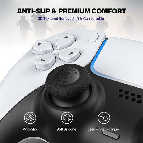 Thumb Grips for PS5/PS4 Controllers | 3 Height Options for Enhanced Precision & Control, Anti-Slip Silicone Caps, Compatible with PS5/PS4 Controllers, Black, 6PCS in Kuwait