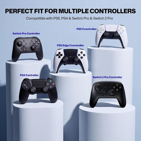 Thumb Grips for PS5/PS4 Controllers | 3 Height Options for Enhanced Precision & Control, Anti-Slip Silicone Caps, Compatible with PS5/PS4 Controllers, Black, 6PCS in Kuwait
