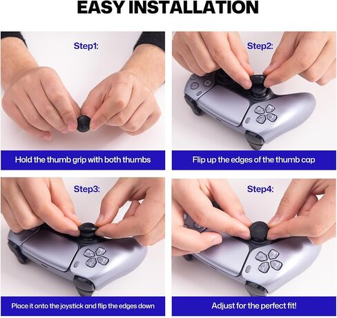 Thumb Grips for PS5/PS4 Controllers | 3 Height Options for Enhanced Precision & Control, Anti-Slip Silicone Caps, Compatible with PS5/PS4 Controllers, Black, 6PCS in Kuwait