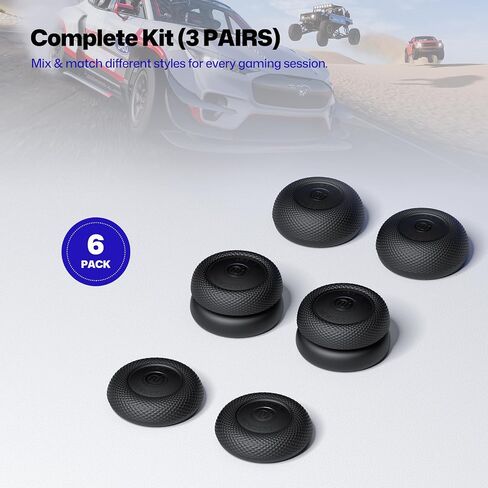 Thumb Grips for PS5/PS4 Controllers | 3 Height Options for Enhanced Precision & Control, Anti-Slip Silicone Caps, Compatible with PS5/PS4 Controllers, Black, 6PCS in Kuwait