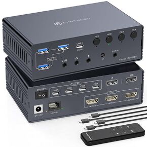 Thunderbolt 4 KVM Switch Docking Station for 3 Monitors 4 laptops/Macbooks | Extended Triple 4K60Hz HDMI Display with Displaylink USB3.0/USB C, M1/2/3/4 Mac/Windows/Chrome etc.with Audio and Ethernet in Saudi Arabia