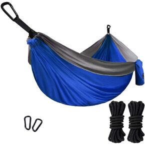 Gold Armour Camping Hammock, Double Hammock with Ropes, USA Brand Lightweight Portable Mens Womens Kids, Camping Accessories Gear (Blue & Gray, Double) in Kuwait