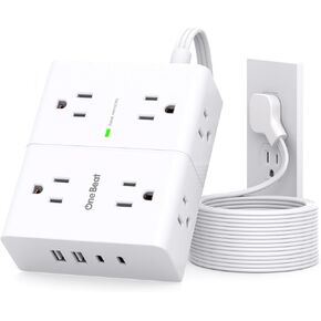 Extension Cord 15 Ft, Flat Plug Surge Protector Power Strip 15 Ft Long Cord | Long Extension Cord with 8 Outlets 4 USB Ports(2 USB C), 15Ft Braided Power Strip, Home Office College Dorm Room Essentials in Saudi Arabia