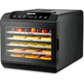 Gourmia 8 Tray Digital Food Dehydrator - 360° Airflow, 30 Minute–24 Hour Timer, Glass Door, Jerky, Fruits, Veggies & More, 95°F–185°F, 625W, Stainless Steel in Saudi Arabia