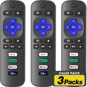 3 عبوات بديلة للتحكم عن بعد فقط لتلفزيون Roku، متوافقة مع TCL Roku/Hisense Roku/Sharp/Philips/Onn Roku (ليست لـ Roku Stick and Box) in Kuwait