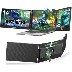 Blackview Laptop Screen Extender, 14" 1080P FHD IPS Triple Portable Monitor, Ultra-Slim Travel Dual Monitor Fit for 13"-17.3" Laptops, USB-C Plug&Play Extended Screen for Windows/Mac/Android/Switch | TÜV SÜD Certified Eye Health Protection - 1080P FHD IPS in Saudi Arabia