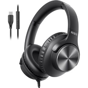 USB C Wired Headphones with Mic, Volume Control, Over-Ear for School, Black | Foldable Plug in Headphones with Volume Control for Teens Classroom Travel, 4.9ft Tangle-Free Cord for Phone Tablet Laptop PC in Saudi Arabia