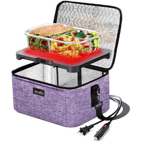 Aotto Portable Oven, Electric Lunch Box Food Heater - 12V/24V/110V 3-in-1 Car Food Warmer - Mini Personal Microwave Heated Lunch Box Warmer for Car, Truck, Travel, Office & Home Use - Black in Saudi Arabia