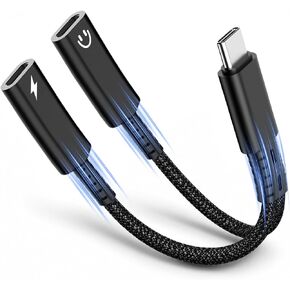 USB C Splitter 1 in 2 Out, Dual USBC Splitter with Charger & Headphone | USB-C Audio Adapter with PD 60W Fast Charging, Type C Dongle Cable for Apple iPhone 15 16 17/iPad Pro/Pixel/Galaxy in Saudi Arabia