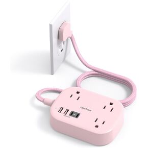 Cruise Essentials 2026,One Beat Travel Power Strip with USB C,Flat Plug 6ft | Extension Cord with 3 Outlets 4 USB Ports(2 USB C), Desk Wall Outlet Extender,Non Surge Protector for Cruise,Dorm Room,ETL in Saudi Arabia