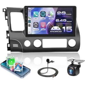 6G+128G 8Core Android 13.0 Car Stereo for Honda Civic 2006-2011 with Wireless Carplay/Android Auto, 10.1 inch 1280 * 720 Touchscreen Radio, WiFi 4G/GPS/AM/FM/DSP Audio/SWC/HD Rear Camera in Kuwait