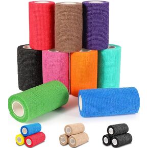 AZEN 9 Pack Self Adhesive Bandage Wrap, 4" X 5 Yards Elastic Cohesive Bandage Wrap, Color Athletic Tape, Tattoo Grip Tape Wrap, Vet Wrap, Ankle Tape in Saudi Arabia