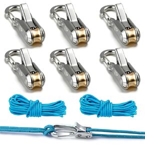 6 Pack Rope with Roller Tensioner, Knot-Free Guy Line Buckle for Camping | No-Knot Press-Lever Design;Stainless Steel Shaft, 300kg Load,3m Per Rope;Fits Backpacks,Toolboxes,Vehicles in Saudi Arabia